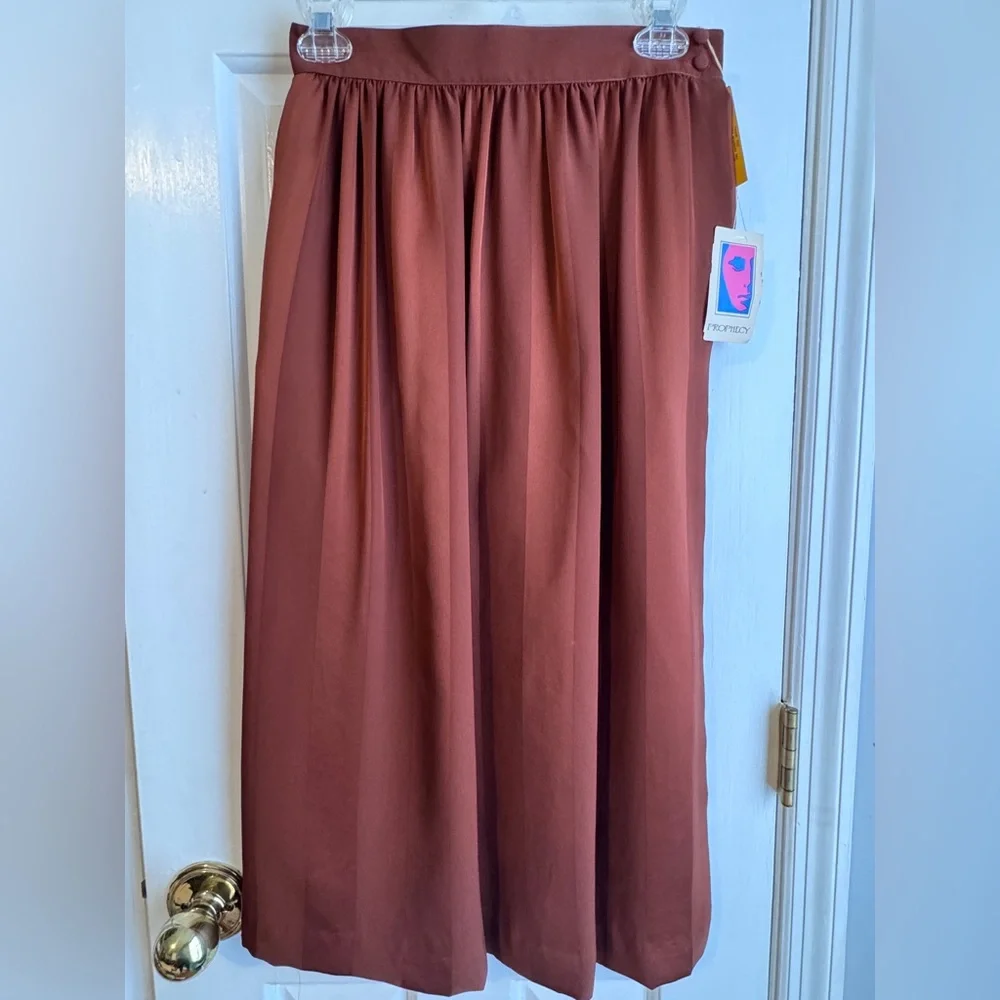 NWT Vintage Prophecy Burnt Orange Polyester Striped Skirt - NEW WITH TAGS! 1989